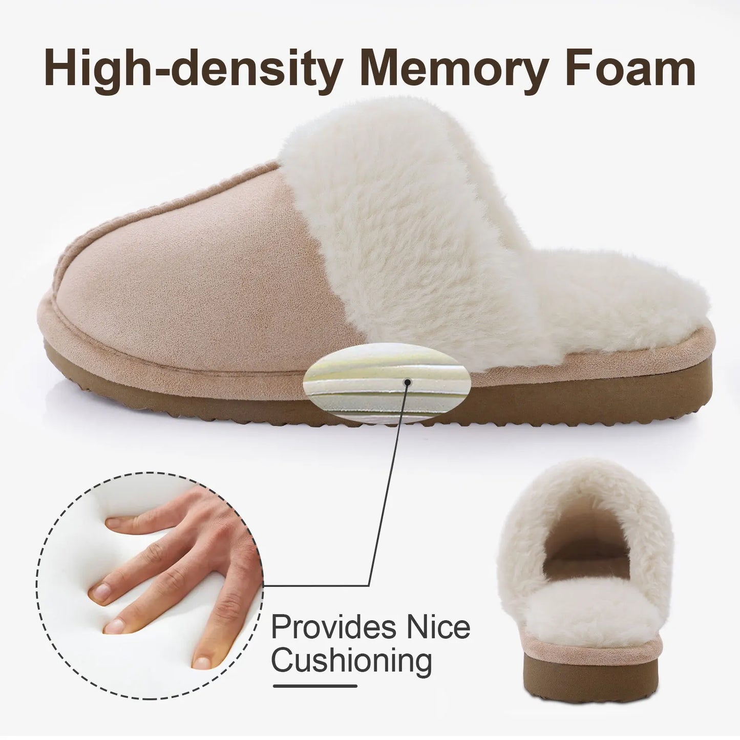 Kidmi Winter Men Plush Slippers Suede Fuzzy Soft Fluffy Collar Lining Men Slippers Indoor Warm Furry Fur House Flat Men Shoes