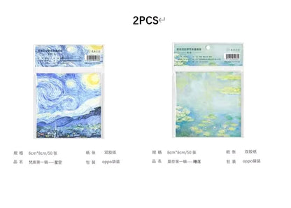 Malerei Memo Pad Monet Van Gogh Keine-klebrige Hinweis Aufkleber Scrapbooking DIY Notizblock Tagebuch Schreibwaren Schule Liefert
