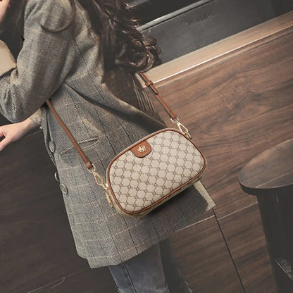 FOXER Women Small Shoulder Bag Fashion Monogram PVC Lady Crossbody Handbag with Adjustable Strap.