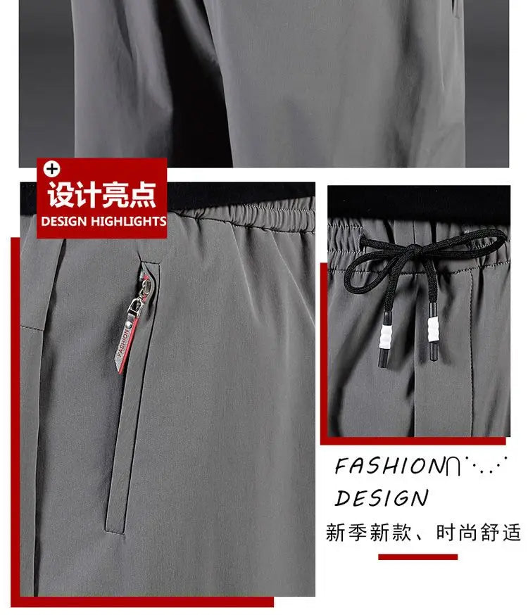 8XL Casual Pants Mens Straight Loose Trousers Men Clothing Elastic Waist Quick Dry Pants Summer Fashion Oversized Joggers Pants.