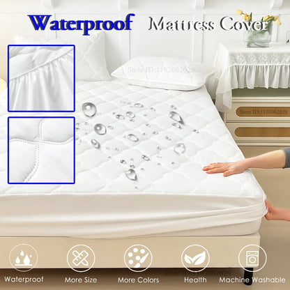 Microfiber Waterproof Fitted Bed Sheets with Elastic Bands Bedspread Covers Mattress Pads for Single Double/King/Queen Size Beds.