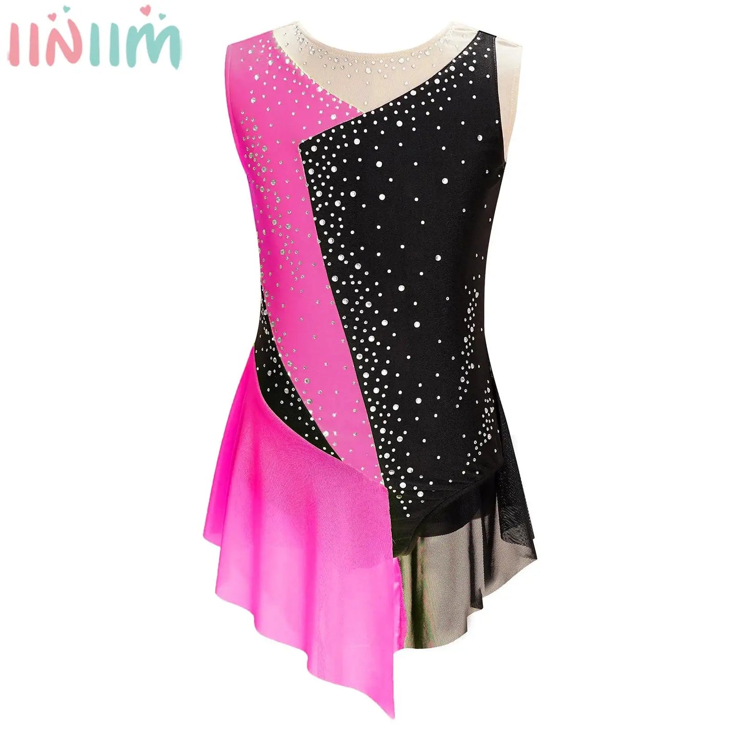 6-16Y Mädchen Ärmelloses Eiskunstlauf Trikot Kleid Ballett Rhythmische Gymnastik Lyrical Dance Body Bühne Leistung Dancewear.