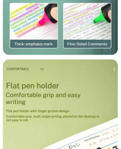 Deli 10-teiliges Textmarker-Set, große Kapazität, Meißelspitze, Bonbonfarben-Marker, Studenten-Briefpapier, Schulbedarf.