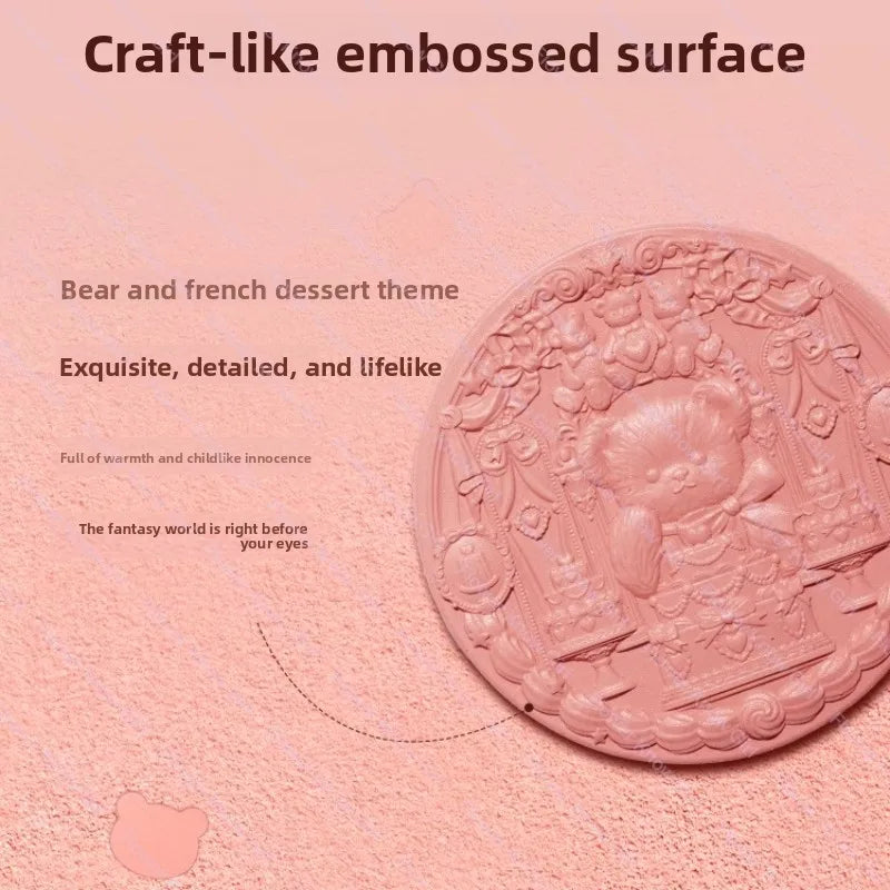 Flower Knows The Sweetie Bear Collection Satin embossed blush Lasting Matte Puffing Natural Brightening Facial Cosmetics 5g.