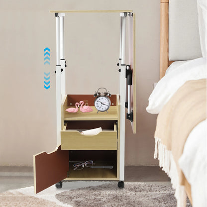 Klappbarer Laptop-Schreibtisch mit Rollen, höhenverstellbarer Nachttisch, Computertisch, tragbarer Schlafzimmer-Bürotisch