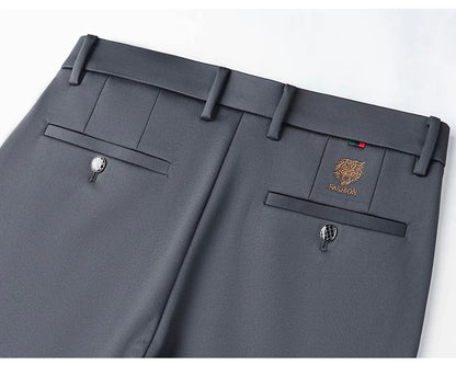 2025 Autumn Winter Suit Pants Men Baggy Straight Business High Waist Work Thick Embroidery Long Formal Trousers Male Plus Size