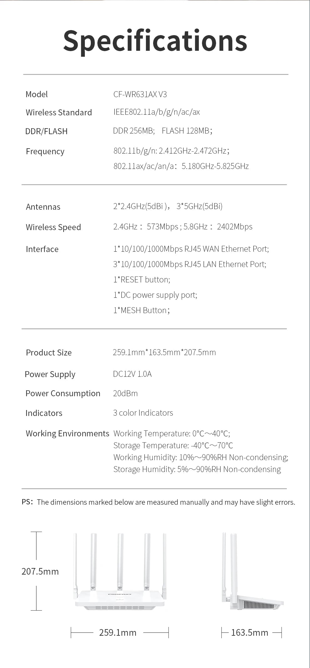 Comfast 3000Mbps Wifi6 Mesh System Wireless Router Dual Band WI-FI 6 Mesh Router Wide signal Range Wifi Range Extender.