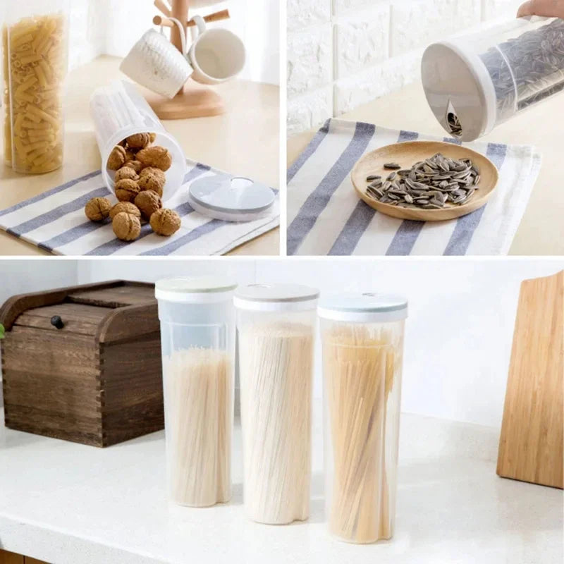 Food Storage Box Airtight Sealed Containers Fruit and Vegetable Storage Box for Cereal Spaghetti Noodle Wheat Pasta Organizer.