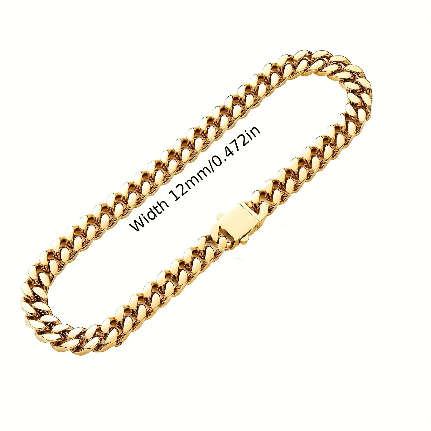 316 Stainless Steel Plated 18k Gold Fashion Crypto Cuban Chain Miami Rap Hip Hop Men's Bracelet Accessory