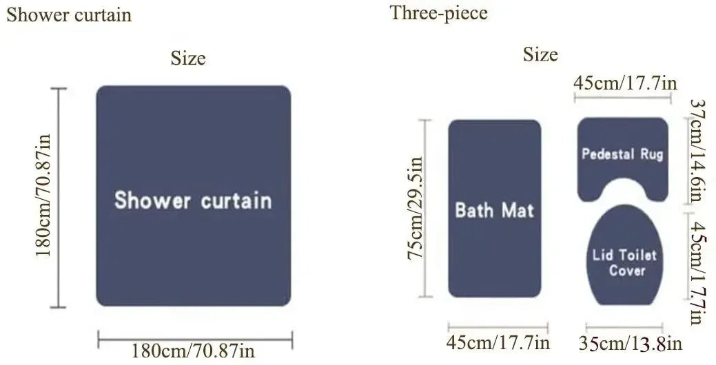 4-teiliges Badezimmer-Set, wasserdichter Stoff-Duschvorhang im Palast-Stil mit 12 Haken, rutschfeste Badezimmermatte, U-förmige Toilettendeckelabdeckung