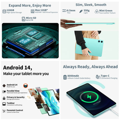 Odea A12 Android 14 Tablet, T606 8-core, 4GB+8GB RAM 128GB ROM, 12 inch 2000x1200 Display, 8000mAh, Widevine L1, 13MP Camera.