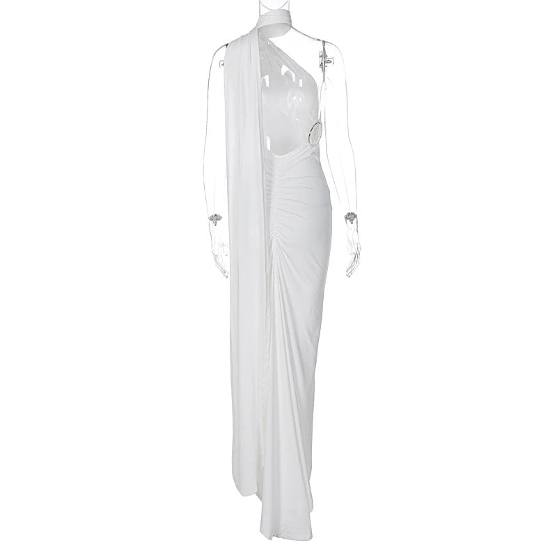 Neon Y2K Kleidung eine Schulter ärmellose rücken freie geraffte figur betonte Maxi kleider für Frauen Club Geburtstags feier Abend Abschluss ball