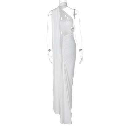 Neon Y2K Kleidung eine Schulter ärmellose rücken freie geraffte figur betonte Maxi kleider für Frauen Club Geburtstags feier Abend Abschluss ball