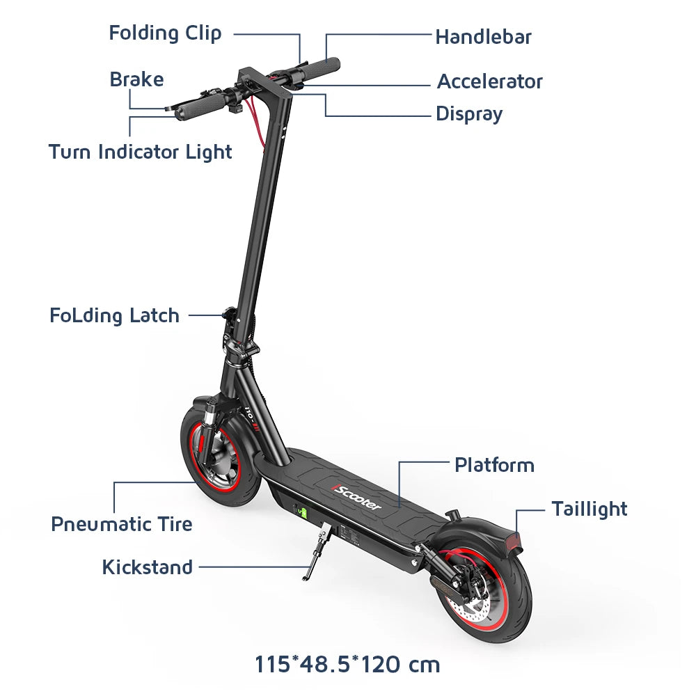 iScooter i10 Foldable Adult Electric Scooter E-Scooter 40 KM/H Electric Kick Scooter 650W Skateboards 36V 15Ah Kickboard.
