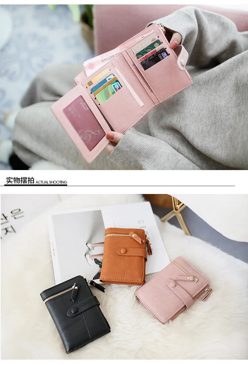 Personalized Name Women’s Short Wallet -Customize Name Multifunctional Solid Color Stitching Buckle，Multi-Card Slot Coin Purse.