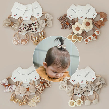 10Pcs/Lot, Elastic Hair Bow Clips for Children, Children's Headwear Hair Accessories for girls, Cute Hair ties, Lovely Hair Rope.