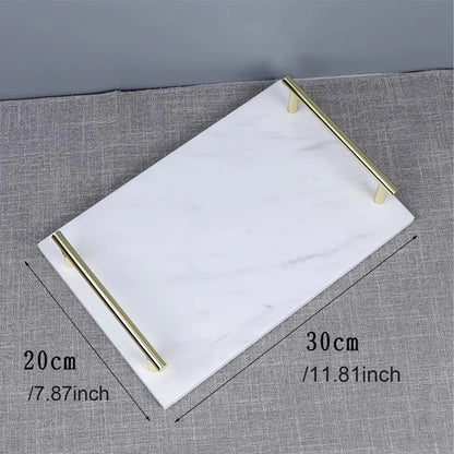 Guest Towel Holder Tray for Bathroom, 100% Natural White Marble Tray - Napkin Storage for-Bathroom, Decorative Vanity Stone Tray.