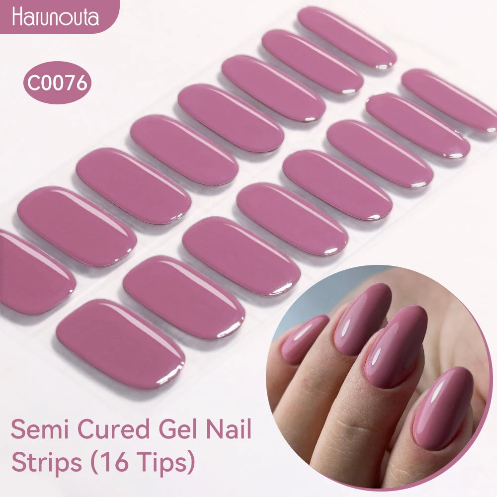 Harunouta Gradient Semi Cured Gel Nail Sticker Long-Lasting UV Nail Sticker UV/LED Extension Gel Nail Foil Gel Polish Full Cover