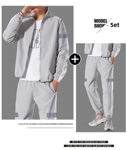 Trendy Men's Sportswear Set Casual Open Cardigan Sweatshirt Jacket with Pants Autumn Winter New Style Cross-Border Clothing