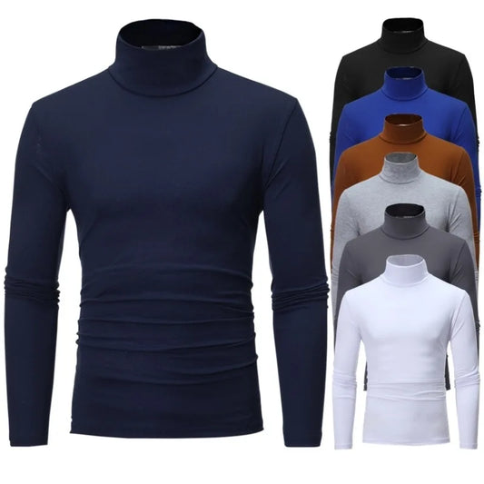 2025 New Man Thermal Turtleneck Casual Sleepwear Shirt S-2XL Sleeve Long Slim Coat 5colors Basic Sweater Bottom Winter.