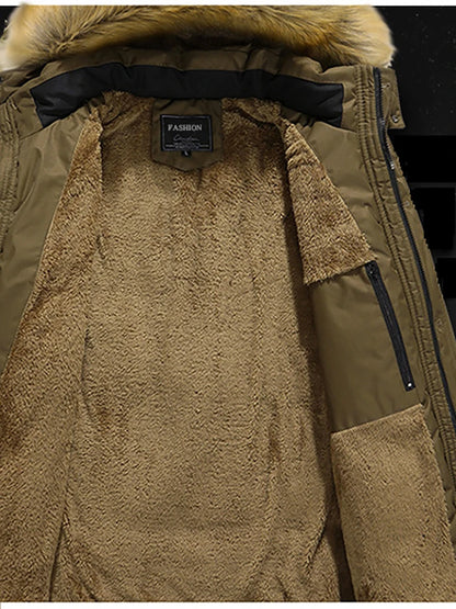 Men's Casual Trend Korean Version Of The New Raccoon Fur Collar Mouth In The Long Cold Warm Cotton Jacket Thickening.