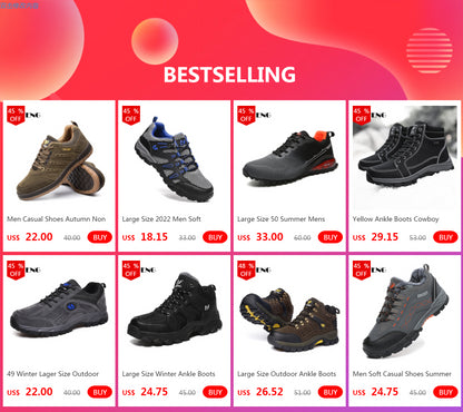 Winter Male Leather Casual Shoes Outdoor Summer Men Non Slip Lace Up Trekking Sneakers Winter Warm Cowboy Hiking Footwear Adult.