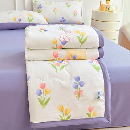 1pc Thin Duvet for Summer Quilt Single/Double/Queen Size Comforter Printed Blanket Home Soft Bedspread edredones (No Pillowcase)