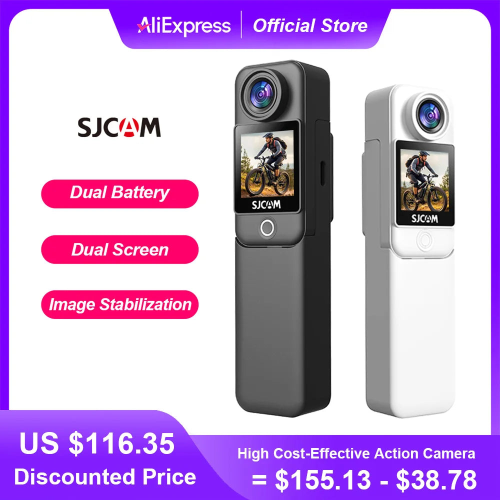 SJCAM C300 4K Action Camera Touch Screen 6-Axis Gyro Stabilization 30m Waterproof 1000+2800mAh Battery 460Min Recording.