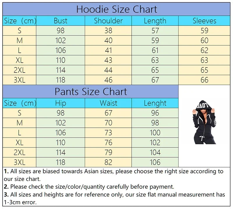 Casual Women's Tracksuit Printing Zipper Hooded Sweatshirt Sweatpants Set Sports Jogging Woman Clothing Morning Run Sportswear.