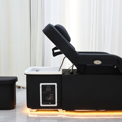 XinSheng Elektrisch verstellbares Lift-Shampoo-Bett, Massagetisch, All-in-One-Salon-SPA-Massagebett mit Haarwaschbecken und Fußbad