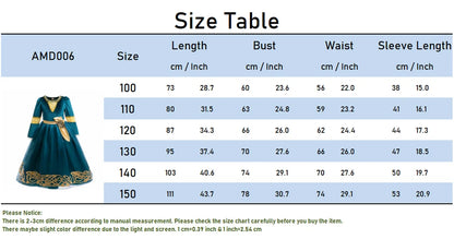 Girls Merida Cosplay Princess Dress Children Stage Performance Clothes Kids Halloween Carnival Party Long Sleeves Outfits.