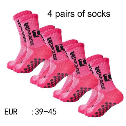4 pairs of new TC mid tube glued football socks for sports training and competition, non slip and breathable socks.