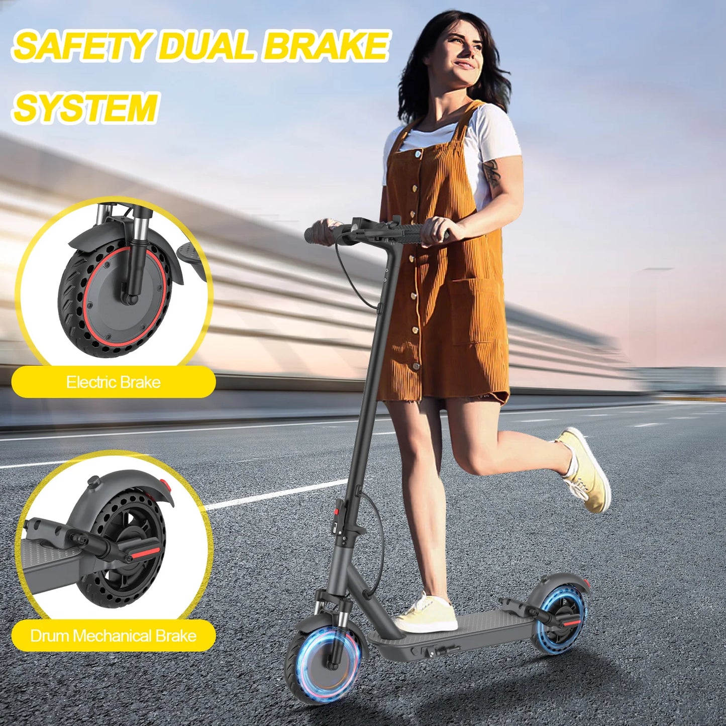 AOVOPRO LP10 500W Electric Scooter 42V 10.5Ah 35KM/H 35KM Long Range 10 Inch with Shock Absorption Smart Foldable EScooter.