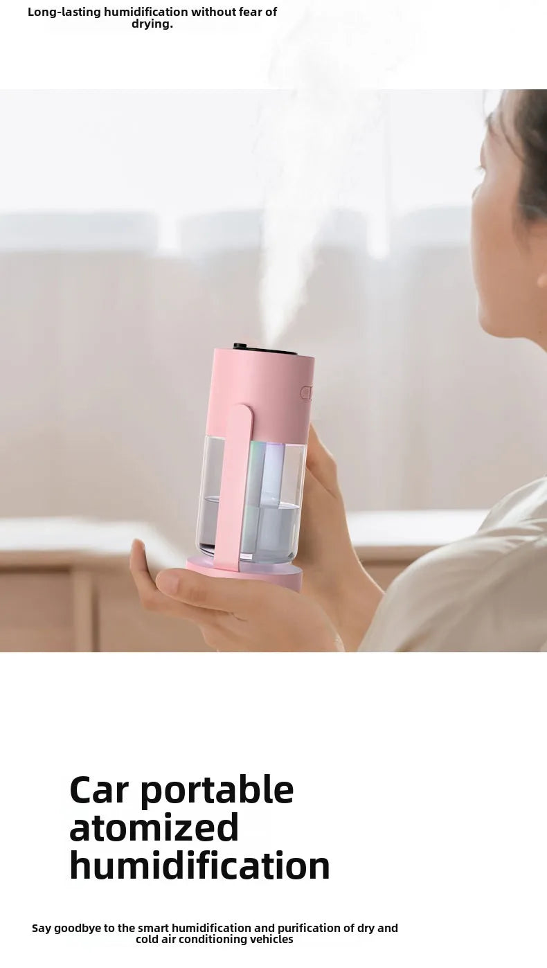 Air Humidifier Portable Humidifier with Rotating Mist & Starry Light USB Car Humidifier Smart Humidifier for Home Office Travel.