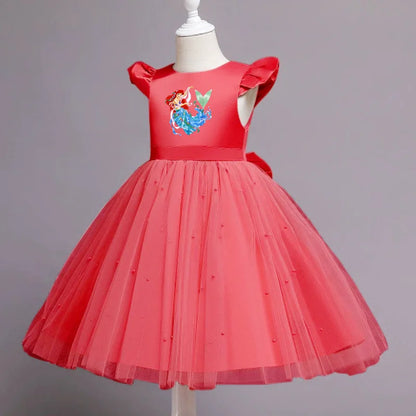 Die kleine Meerjungfrau elegante Prinzessin Spitze Kleid Kinder kleider für Mädchen Vintage Kinder Geburtstags feier Kleider Weihnachts kleidung.