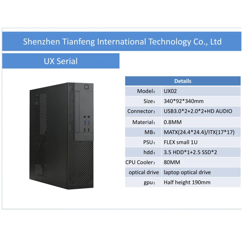 MINI itx Case Horizontal MATX/ITX Main Board Small 1u Power Supply Half High Graphics Card with Optical Drive HTPC Case.