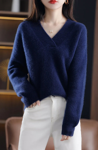 V-ausschnitt Herbst Winter Pullover Pullover Frauen Korea Lose Dicke Kaschmir Pullover Pullover Frauen Oversize Pullover Jumper.