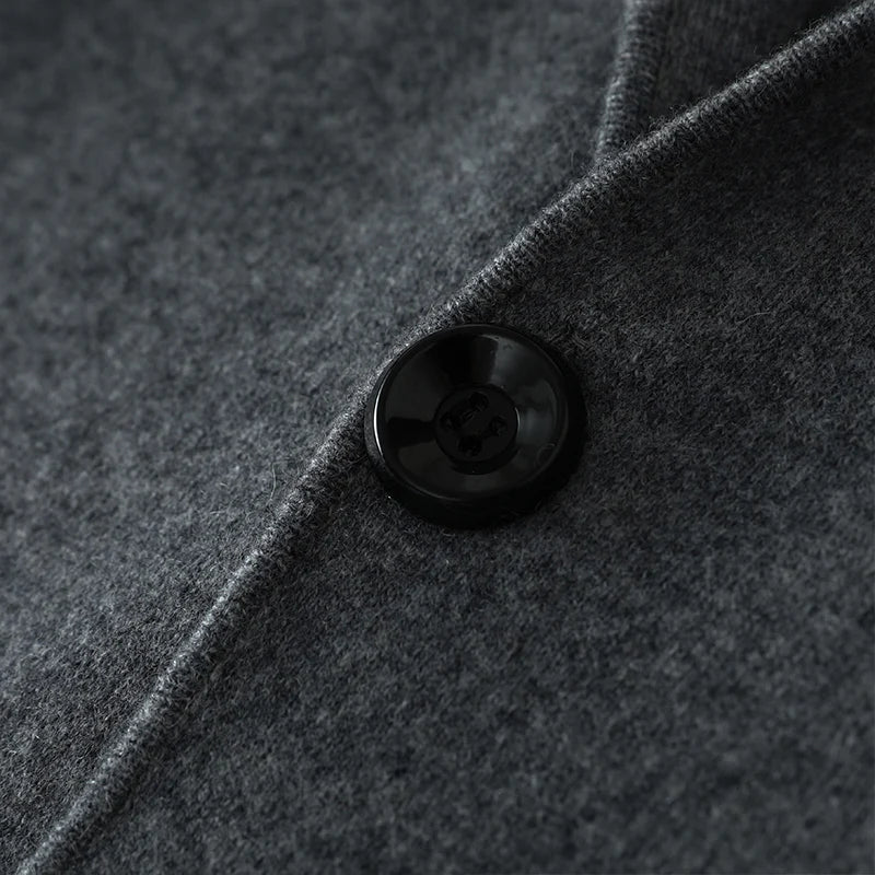 100%Cashmere Suit Men's Suit Collar Knitted Cardigan Business Casual Coat High Waisted Knitted Shorts Winter Thick Two-piece Set.