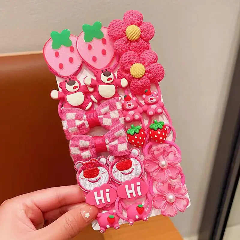 20pcs/Set Children's Hair Accessories Elastic And Scrunchies Hair Bands Resin Cartoon Animals Hair Rope Sweet Cute Ponytail Hold.