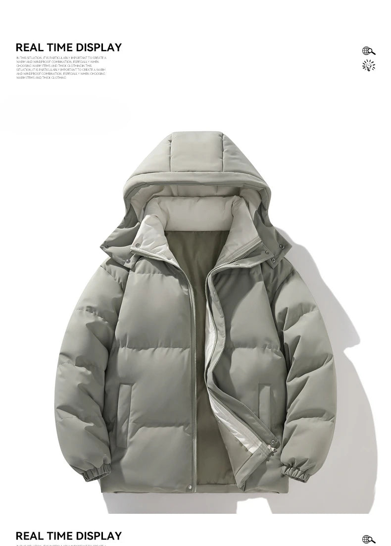 Korean Fashion Winter Men Hooded Parkas Casual Outdoor Windproof Men Clothing with Hood Thickened Warm Cotton Jacket for Men New.