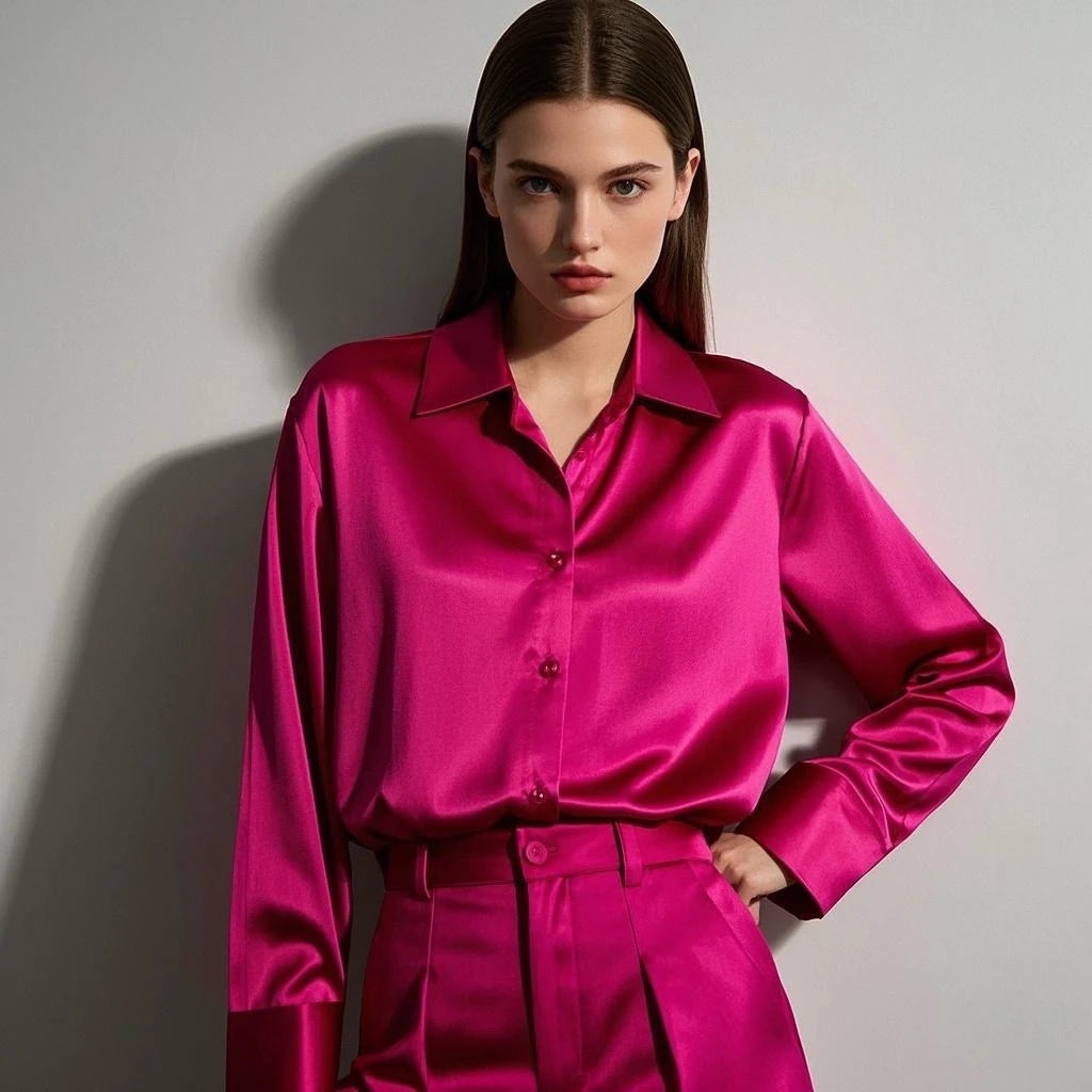 Korean Chic Office Lady's Satin Shirts Matching Elegant Female Blouse 2025 Summer New In Women's Shirts & Blouses Trend Tops.