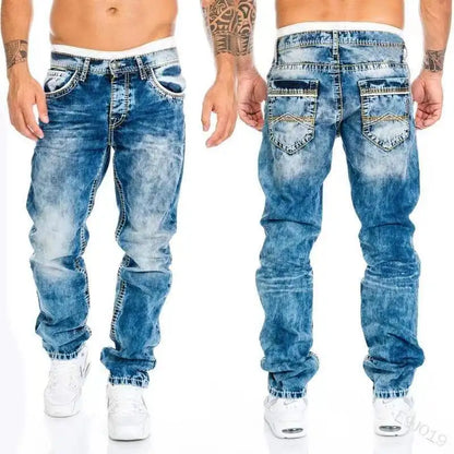 Mode Hip Hop Blau Gerade Jeans Männer Baggy Hosen Retro Streetwear Harajuku Waschen Mann Biker Schwarz Lose Breite Bein Denim Hosen.