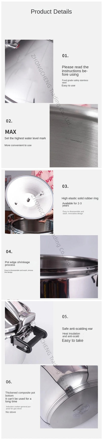 304 Stainless Steel Pressure Cooker Small Household Mini Explosion-proof Pressure Cooker Gas Induction Cooker Universal.