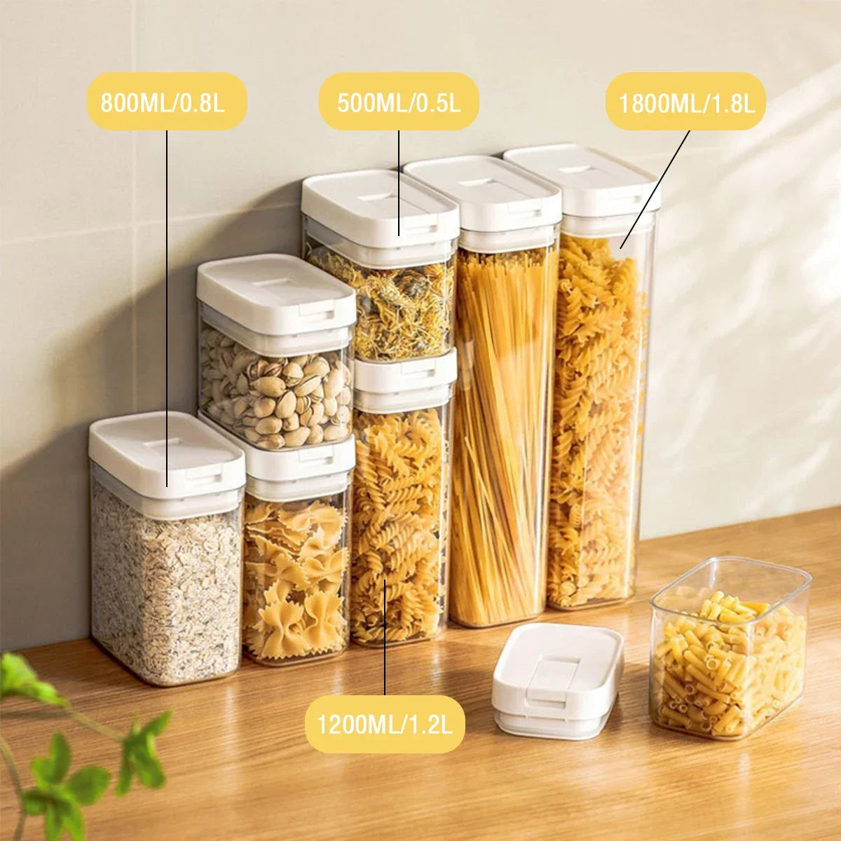 Pasta Storage Box Transparent Plastic Grain Seal Tank Spaghetti Storage Container Moisture-Proof Snack Jar Kitchen Food Tank.
