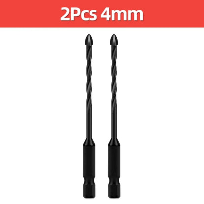 Kreuz-Sechskant-Fliesenbohrer für Glas, Beton, Keramikfliesen, Lochöffner, Tunstenkarbid, Hartmetall-Bits-Set, Werkzeuge, 3, 4, 5, 6, 8, 10, 12 mm