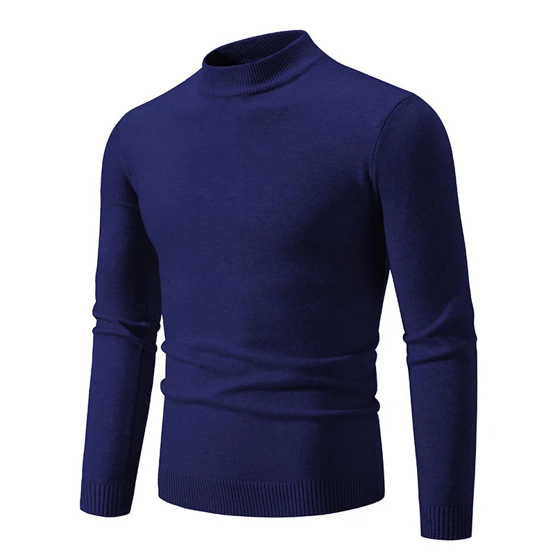 New Autumn Winter Designer Fashion Half Turtleneck Knitted Sweater High Quality Mens Casual Solid Color Warm Women Sweaters