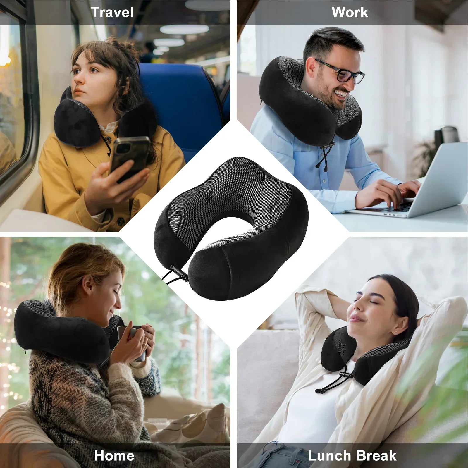 Memory Foam U-shaped Neck Pillow Neck Cushion Soft Neckrest Pad  Portable Travel Pillow Cervical Healthcare Massage Neck Pillow.