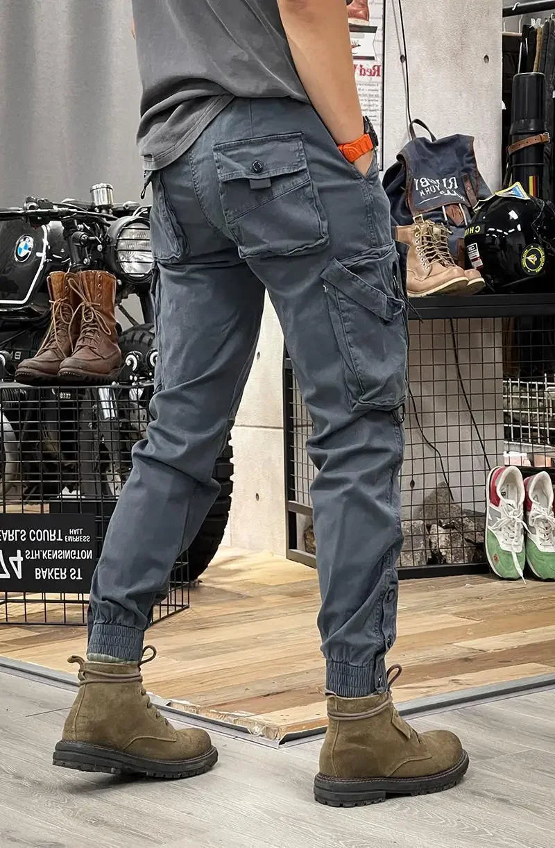 American Style Men's Workwear Pants Straight Leg Outdoor Tactical Casual Trousers Spring Autumn Cross-Border Loose Fit Long Pant.