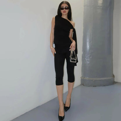 Tossy White Shorts 2 Piece-Set Female See-Through Slim Pleated Fashion Cropped Top And High Waist Shorts Sets Women's Outfits