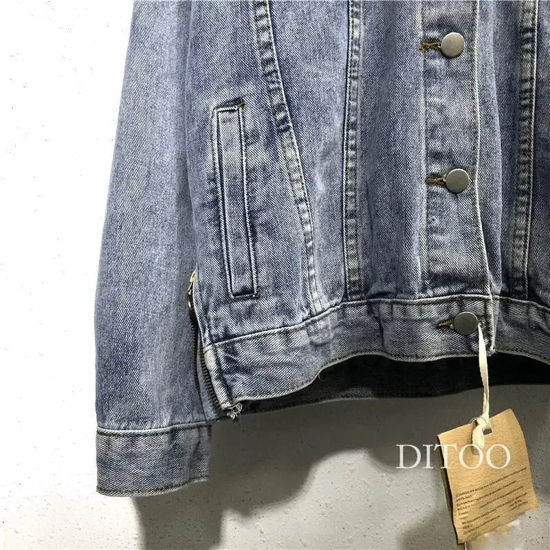 Frauen Denim Kosten Einreiher Taste Jacken Fleece Patchwork Strickjacke Taschen Oberbekleidung Casual Warm Solide Lose Fit.
